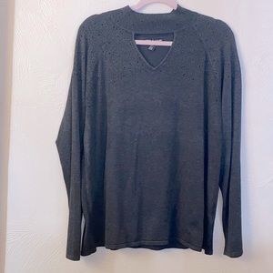 Xl Woman’s far grey with stud accents sweater